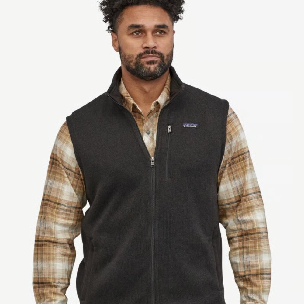 Patagonia Men's Black Better Sleeveless Full‎ Zip Fleece Sweater Vest Size S